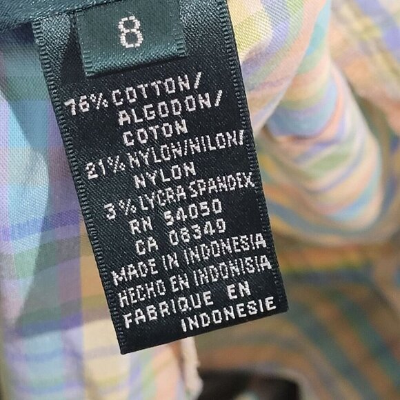 Ralph Lauren Womens Size 8 Plaid Capri Pants Cotton Nylon Blend Pastel Colors - Picture 5 of 7